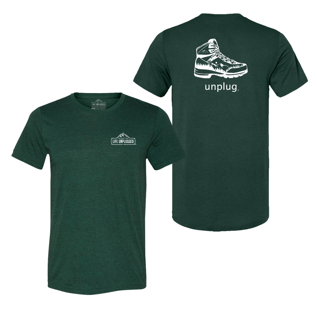 Hiking Boot Mountain Scene Triblend T-Shirt