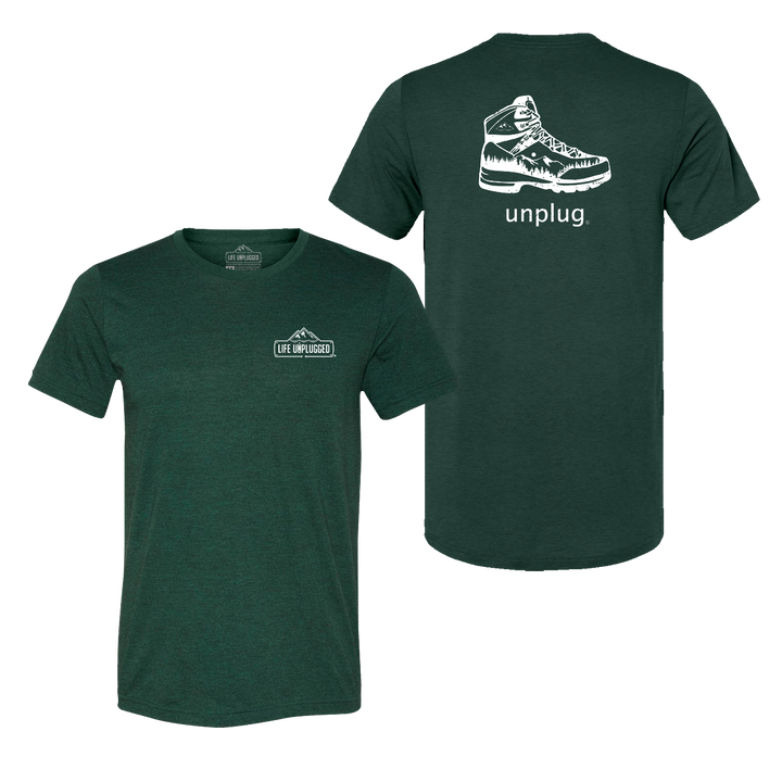 Hiking Boot Mountain Scene Triblend T-Shirt