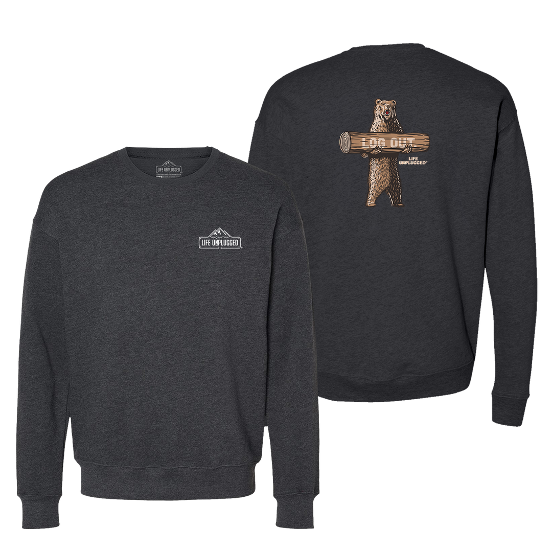 LOG OUT BEAR Midweight Super Soft Crewneck