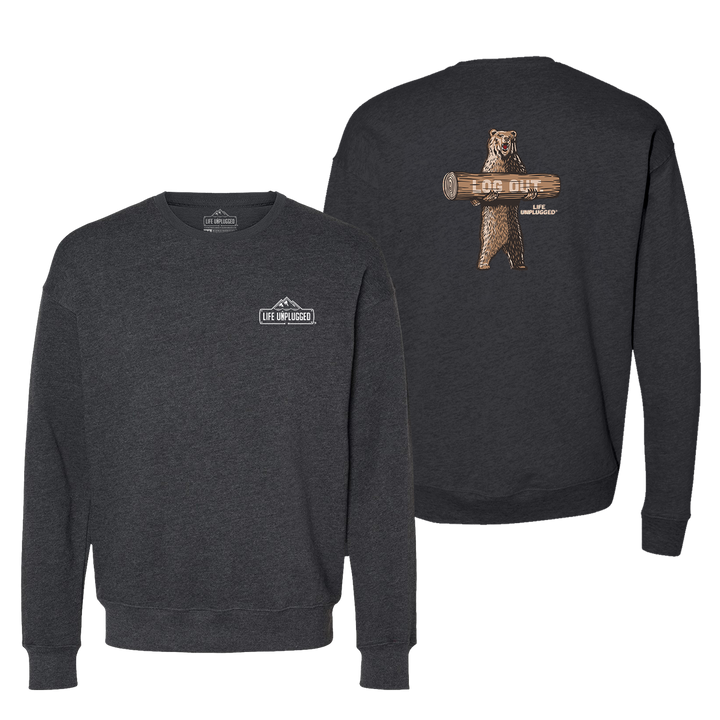 LOG OUT BEAR Midweight Super Soft Crewneck