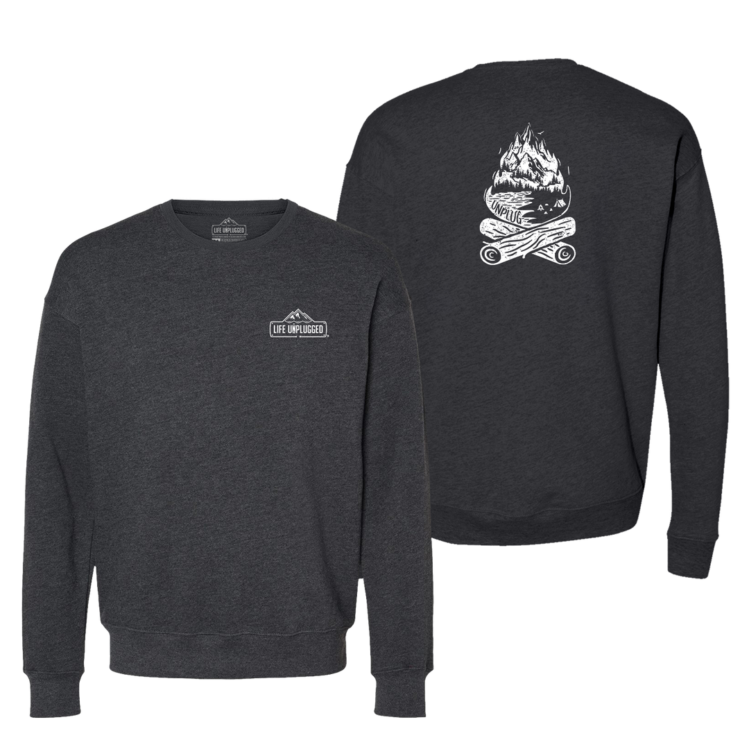 Campfire Mountain Scene Midweight Super Soft Crewneck Sweatshirt