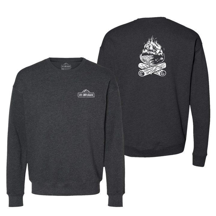 Campfire Mountain Scene Midweight Super Soft Crewneck Sweatshirt