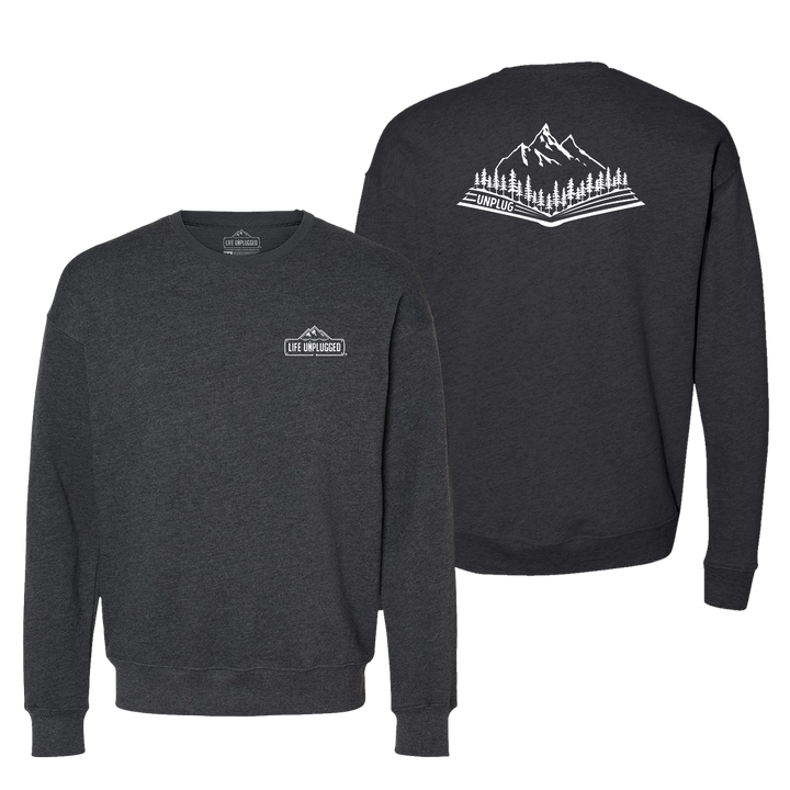 Open Book Mountain Scene Midweight Super Soft Crewneck Sweatshirt