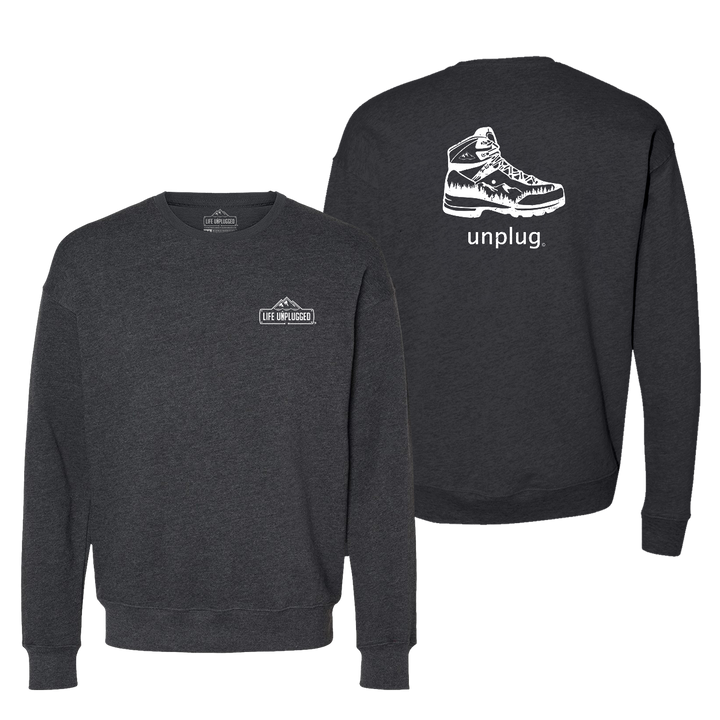 Hiking Boot Mountain Scene Midweight Super Soft Crewneck Sweatshirt