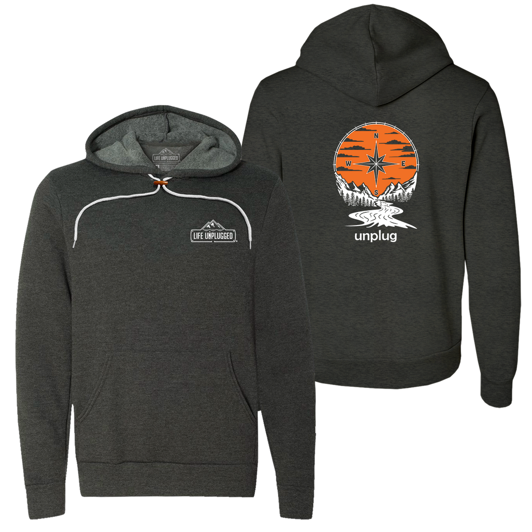 COMPASS SUNSET | BACK Super Soft Hoodie XL - DARK GREY HEATHER BLOWOUT
