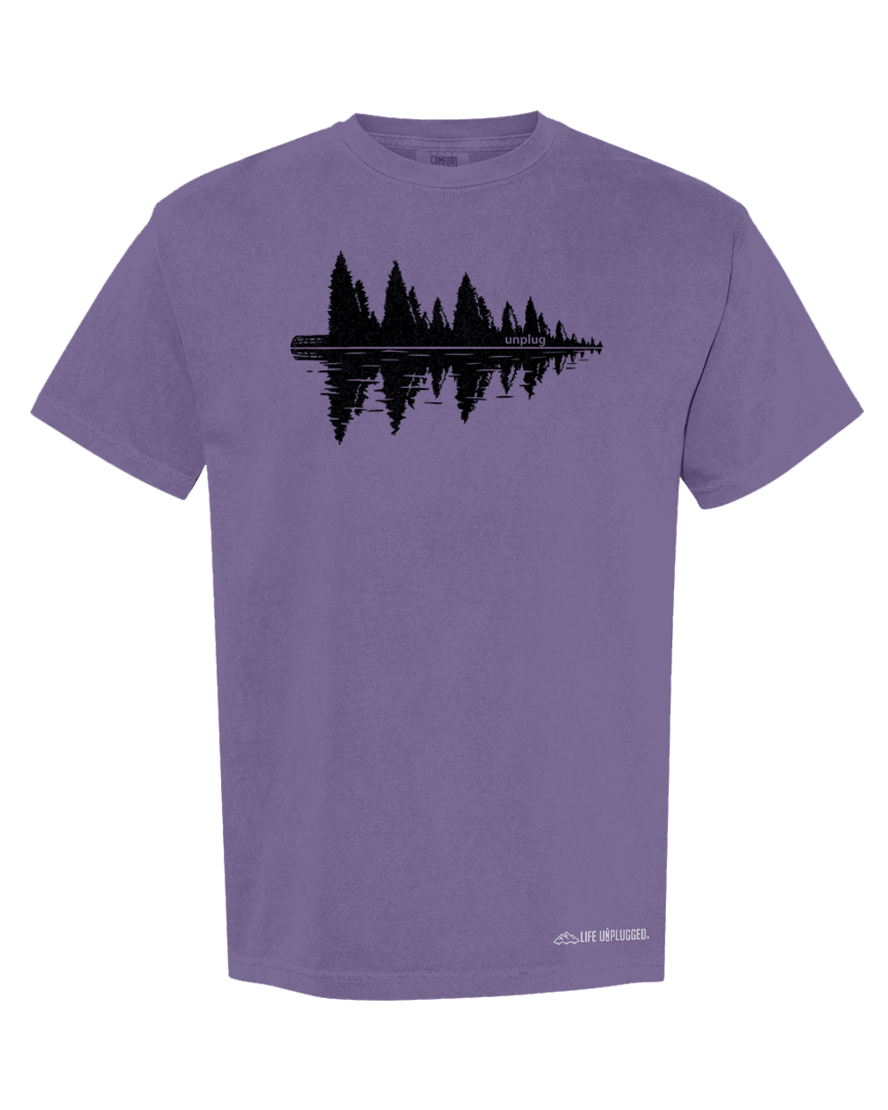 LAKESIDE TREE REFLECTION Cotton T-Shirt powered by Comfort Colors® LARGE - GRAPE BLOWOUT