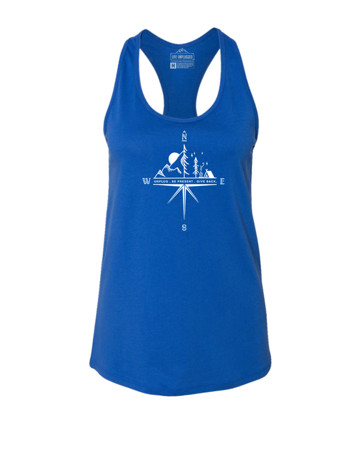 Compass Mountain Scene Women's Racerback Tank Top
