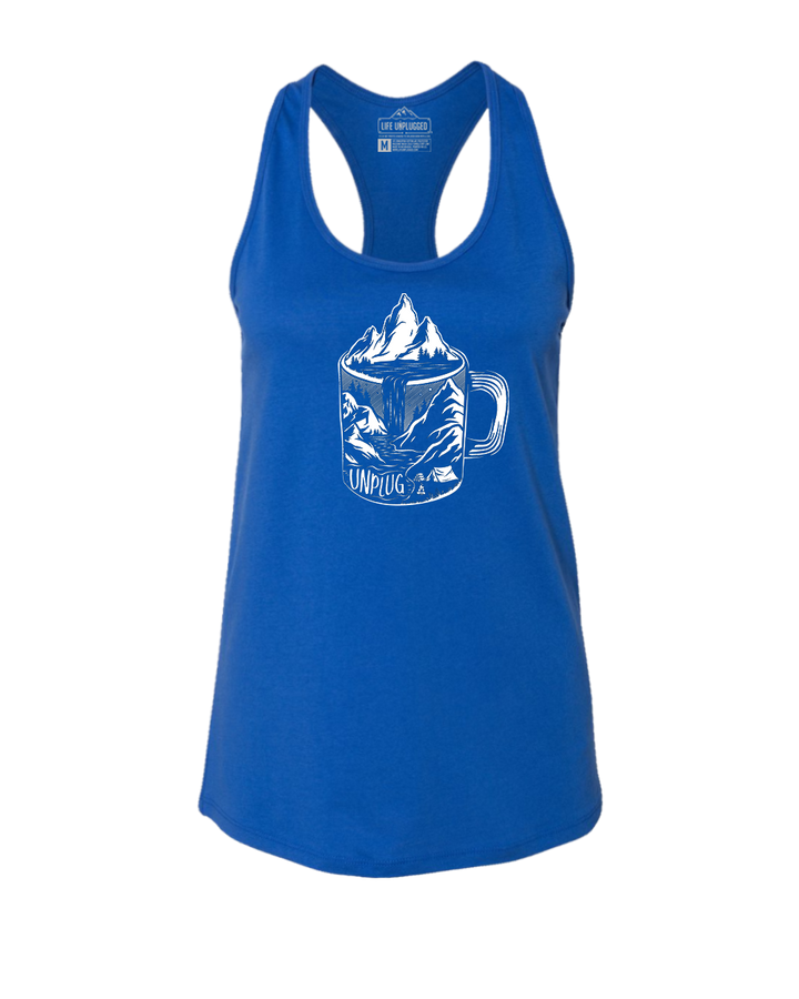 Coffee Mountain Scene Women's Racerback Tank Top
