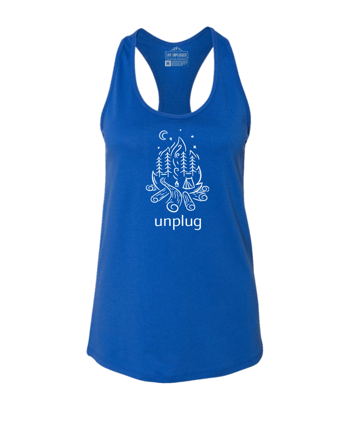 CAMPFIRE CAMPING SCENE Women's Racerback Tank Top