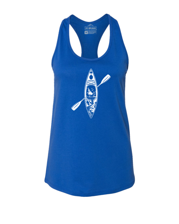 Kayak Mountain Scene Women's Racerback Tank Top