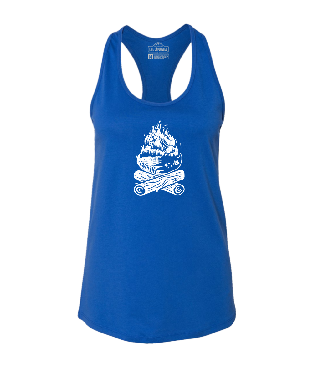 Campfire Mountain Scene Women's Racerback Tank Top