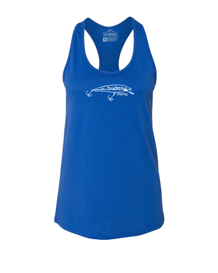 Fishing Lure Mountain Scene Women's Racerback Tank Top