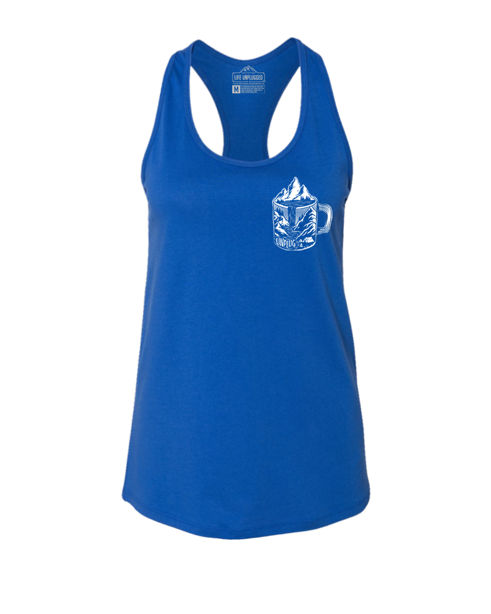 Coffee Mountain Scene Left Chest Women's Racerback Tank Top