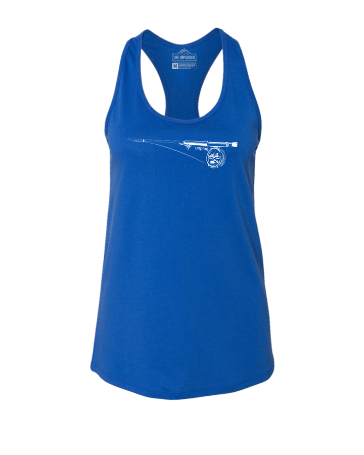 Fly Fishing Mountain Scene Women's Racerback Tank Top