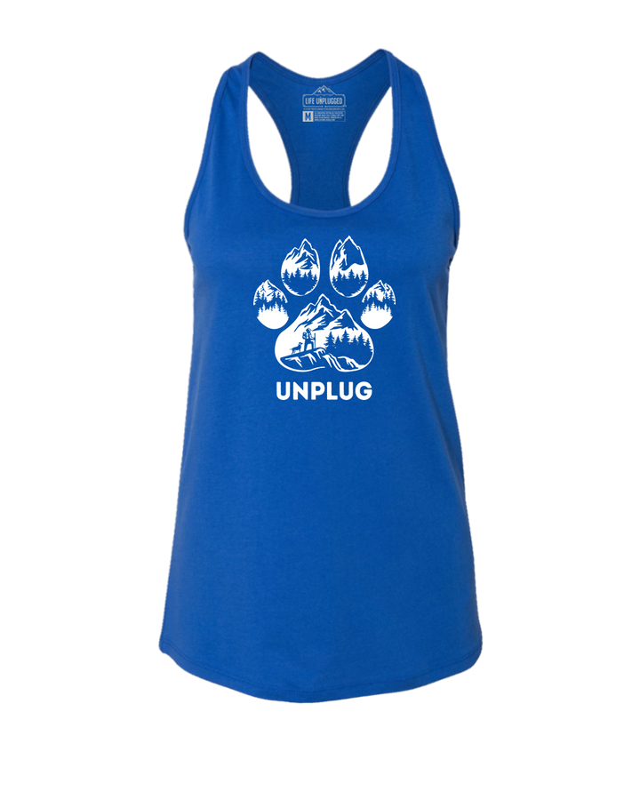 PAW PRINT MOUNTAIN SCENE Women's Racerback Tank Top