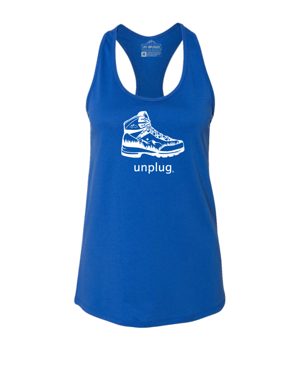 Hiking Boot Mountain Scene Women's Racerback Tank Top