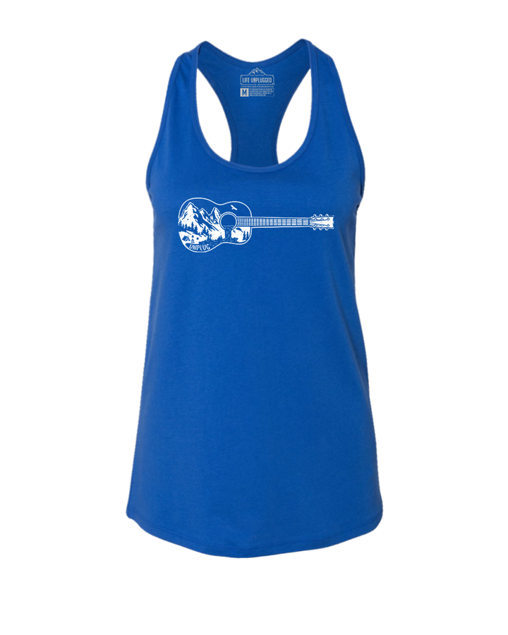 Guitar Mountain Scene Women's Racerback Tank Top