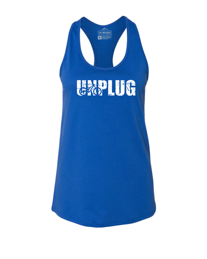 Unplug Mountain Bike Silhouette Women's Racerback Tank Top