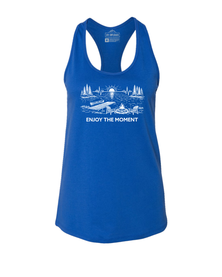 ENJOY THE MOMENT (LAKE SCENE) Women's Racerback Tank Top