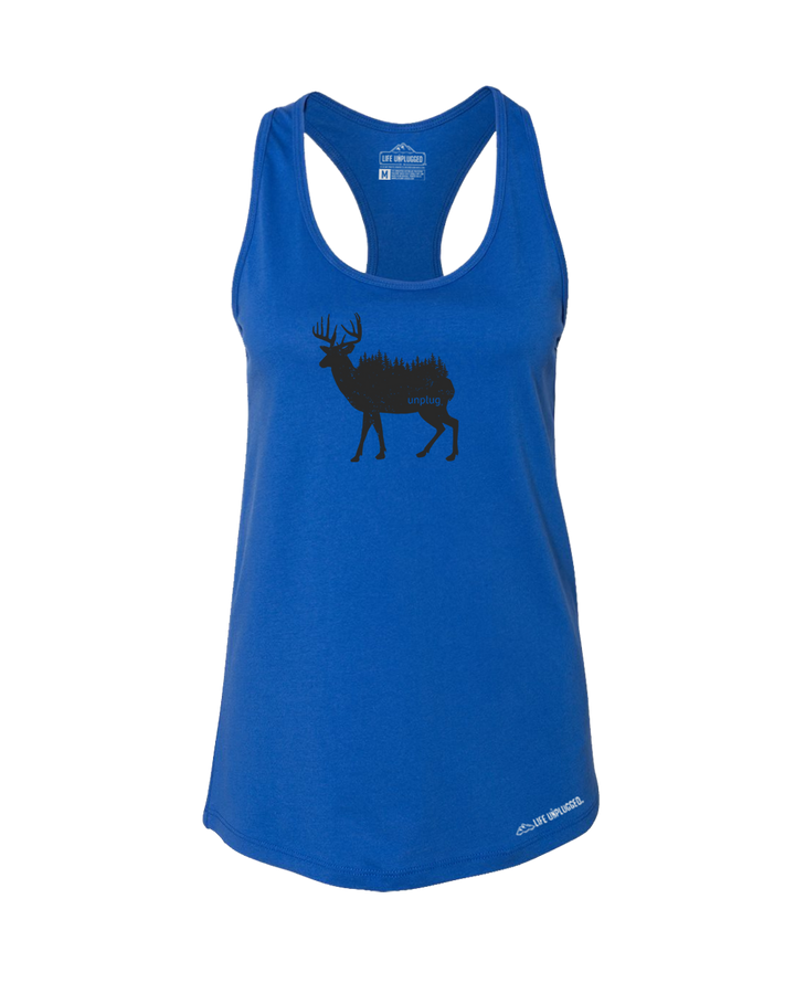 Deer In The Trees Premium Women's Relaxed Fit Racerback Tank Top - Life Unplugged