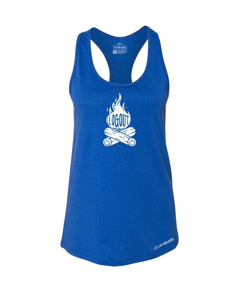 Log Out Campfire Premium Women's Relaxed Fit Racerback Tank Top - Life Unplugged