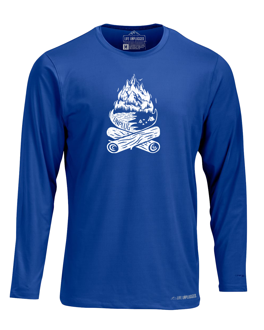 Campfire Mountain Scene Poly/Spandex High Performance Long Sleeve with UPF 50+
