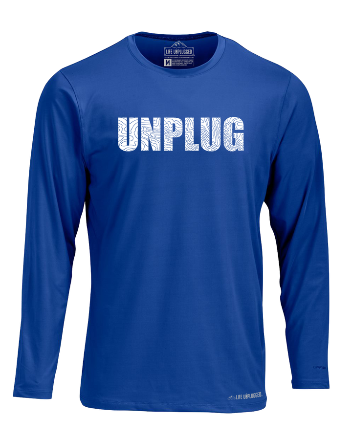 Unplug Topo Map Poly/Spandex High Performance Long Sleeve with UPF 50+ - Life Unplugged