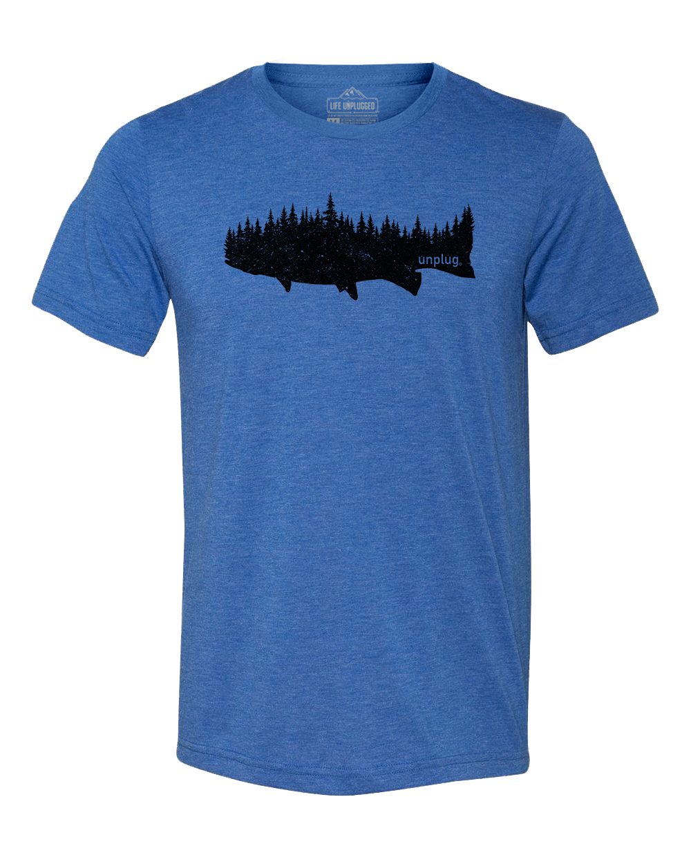 TROUT IN THE TREES Triblend T-Shirt SMALL - GREAT LAKE BLUE BLOWOUT