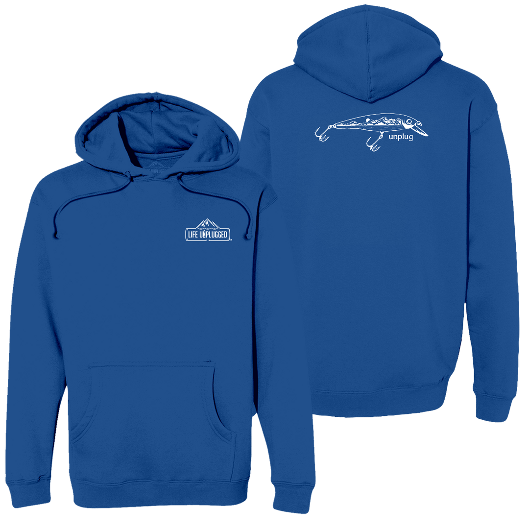 Fishing Lure Mountain Scene Heavyweight Hoodie
