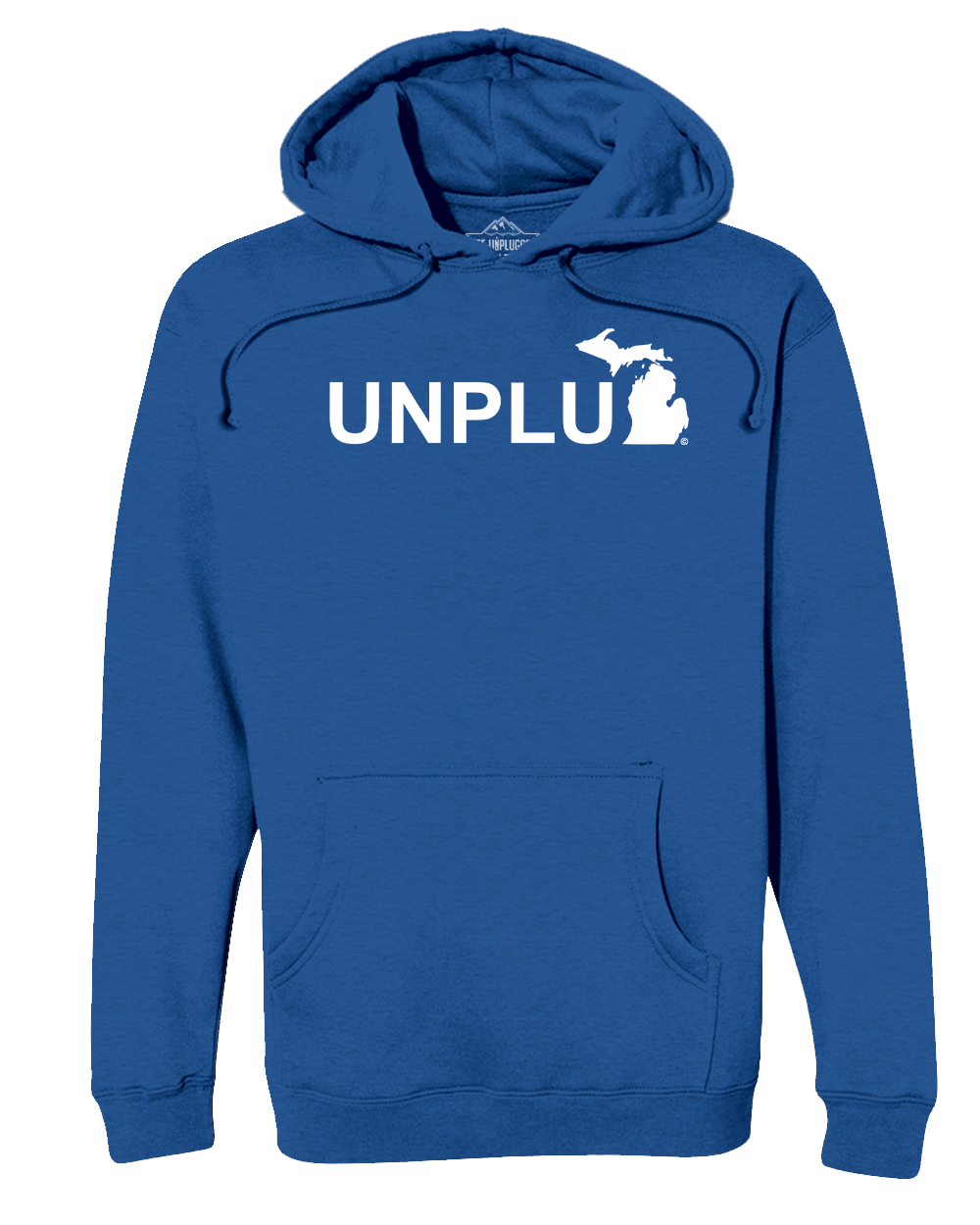 UNPLUG (MI) Heavyweight Hoodie LARGE - GREAT LAKE BLUE BLOWOUT