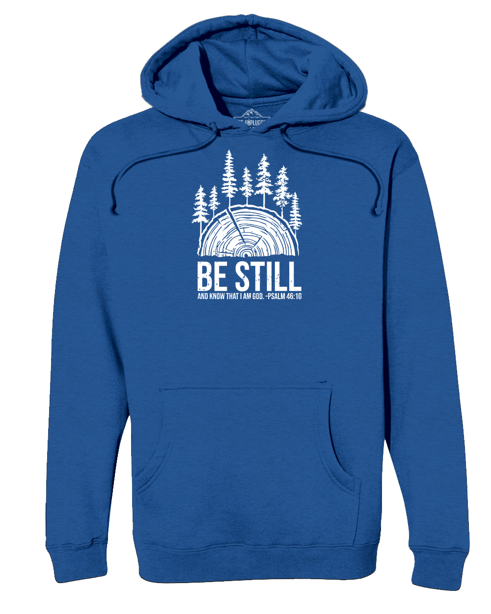 BE STILL IN THE WOODS Heavyweight Hoodie MEDIUM - GREAT LAKE BLUE BLOWOUT