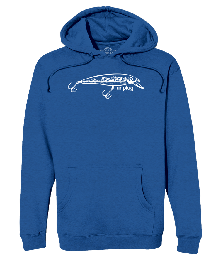 Fishing Lure Mountain Scene Heavyweight Hoodie