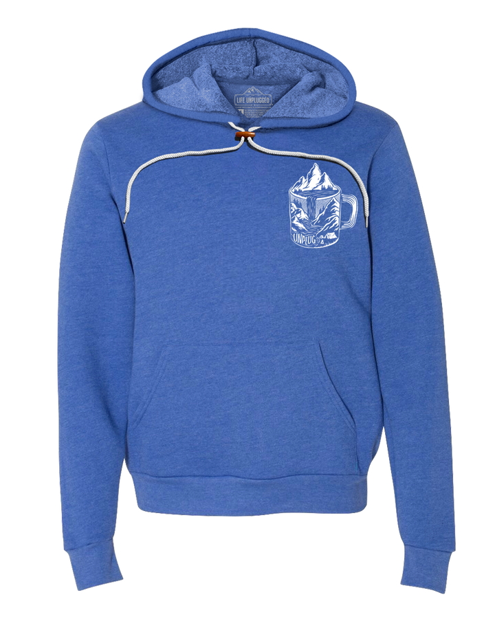 Coffee Mountain Scene Left Chest Super Soft Hoodie