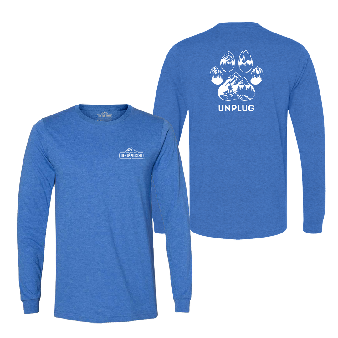 Paw Print Mountain Scene Long Sleeve T-Shirt