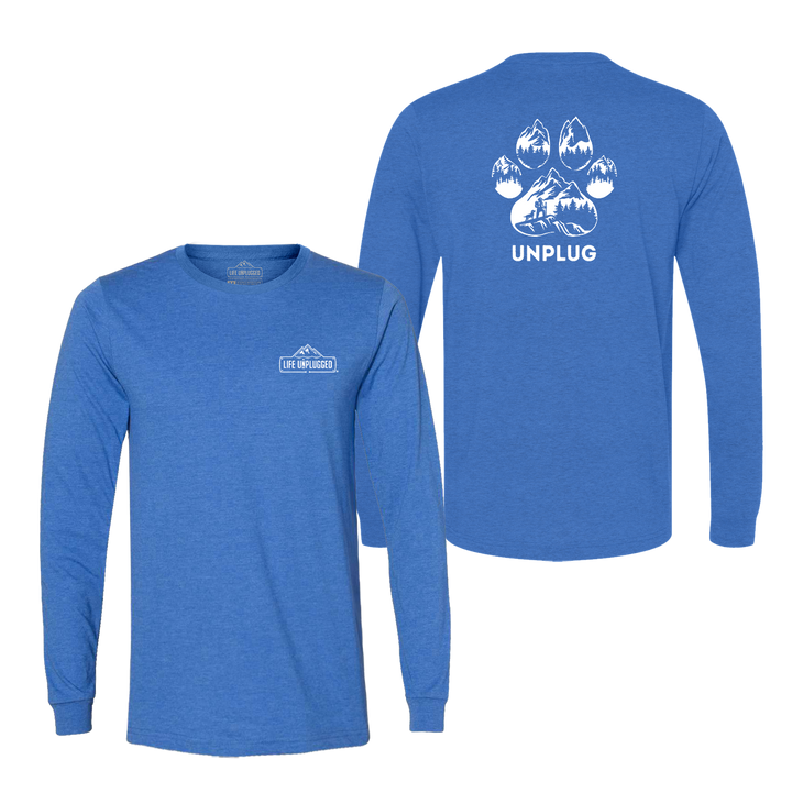 Paw Print Mountain Scene Long Sleeve T-Shirt