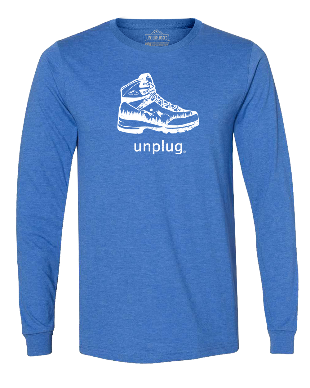 Hiking Boot Mountain Scene Long Sleeve T-Shirt