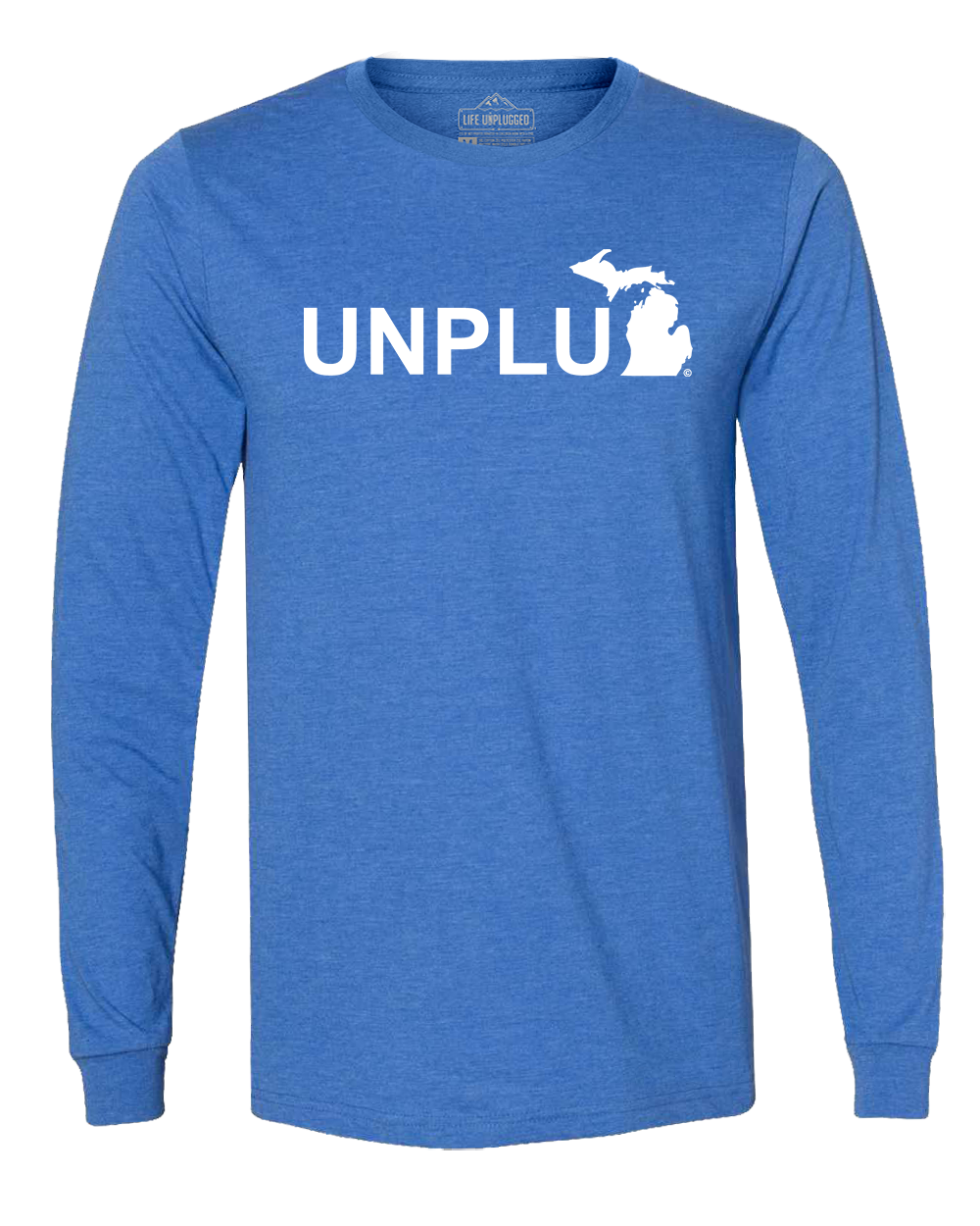 UNPLUG (MI) Long Sleeve T-Shirt SMALL - GREAT LAKE BLUE BLOWOUT