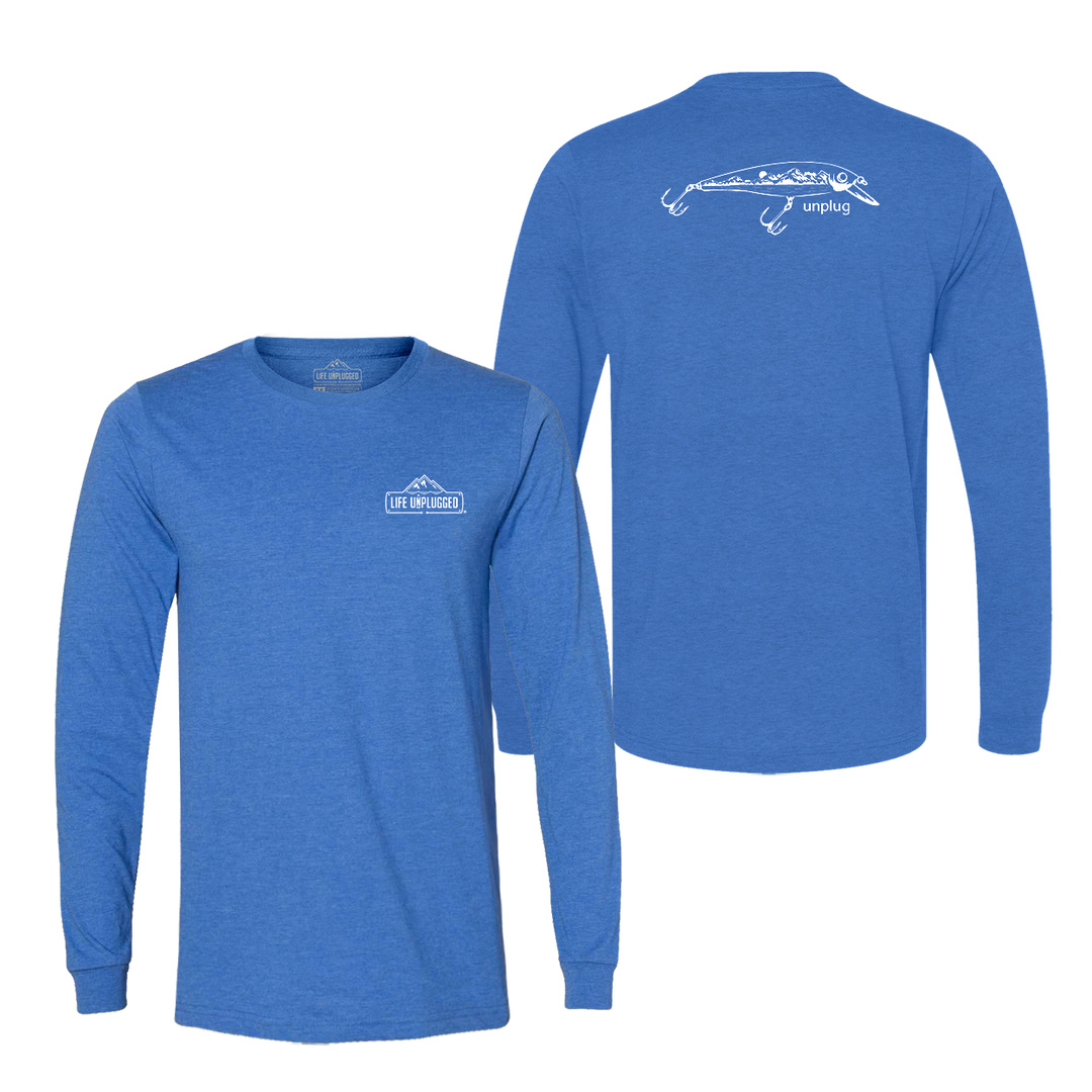 Fishing Lure Mountain Scene Long Sleeve T-Shirt
