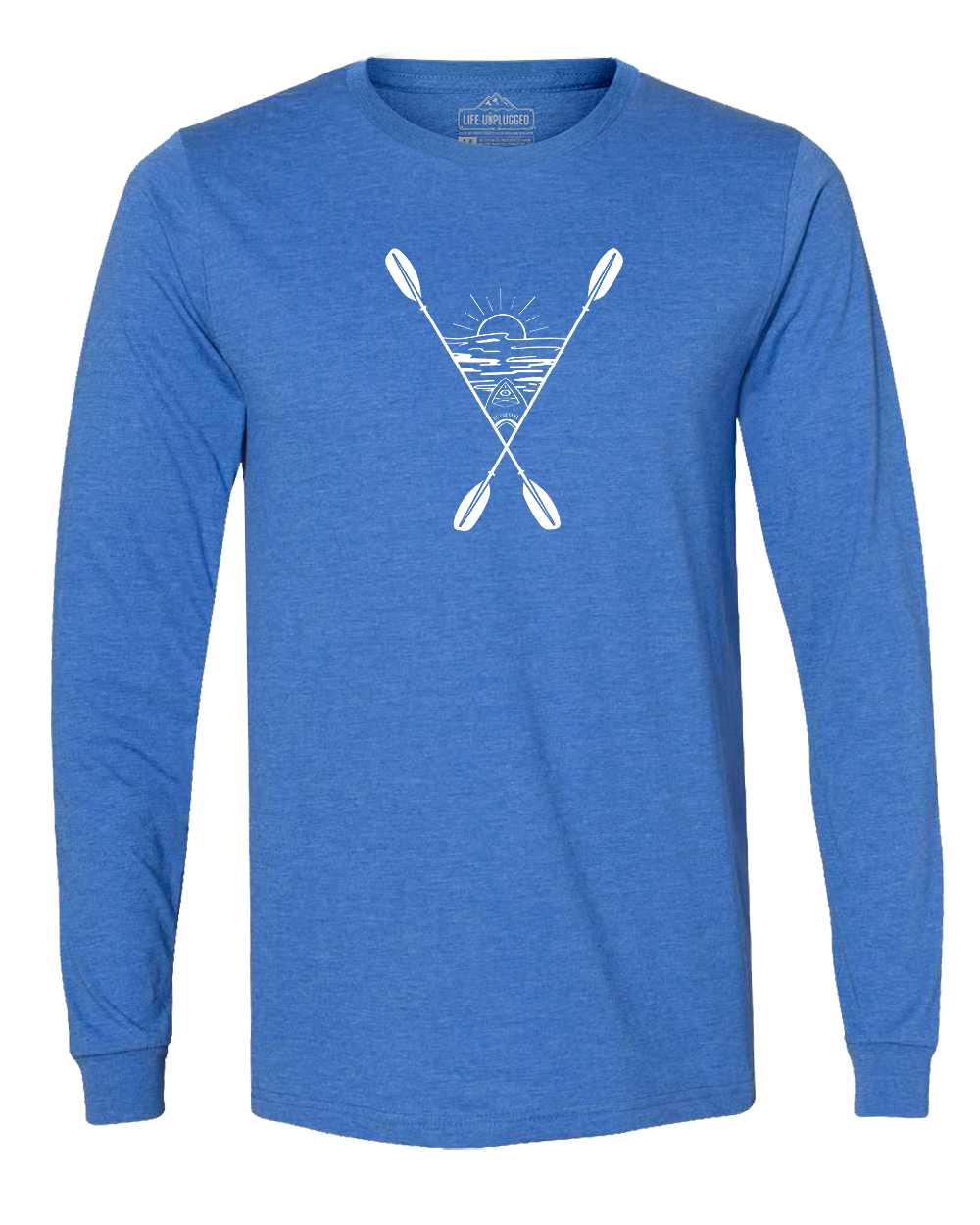 KAYAKING INTO THE SUNSET Long Sleeve T-Shirt XL - GREAT LAKE BLUE BLOWOUT