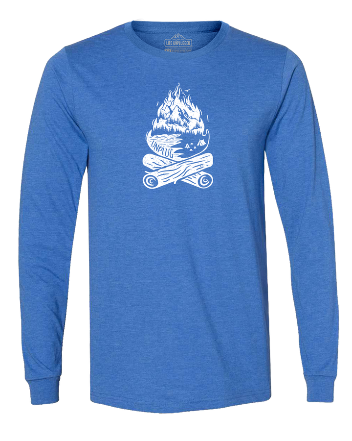 Campfire Mountain scene Long Sleeve T-Shirt