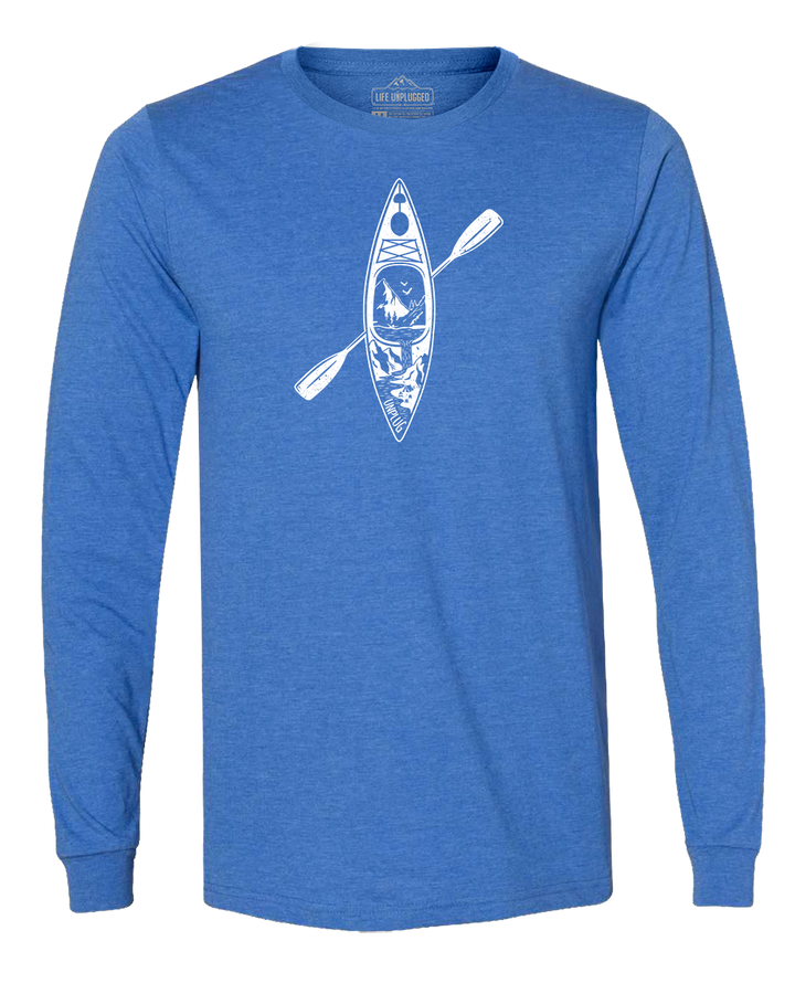 Kayak Mountain Scene Long Sleeve T-Shirt
