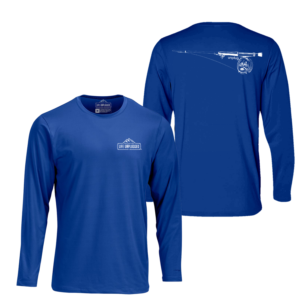 Fly Fishing Mountain Scene Performance Long Sleeve with UPF 50+
