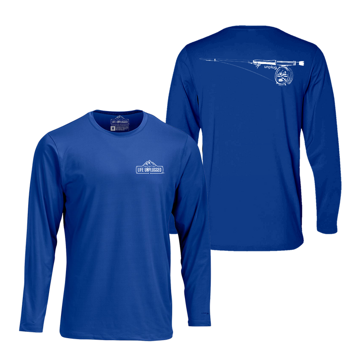 Fly Fishing Mountain Scene Performance Long Sleeve with UPF 50+