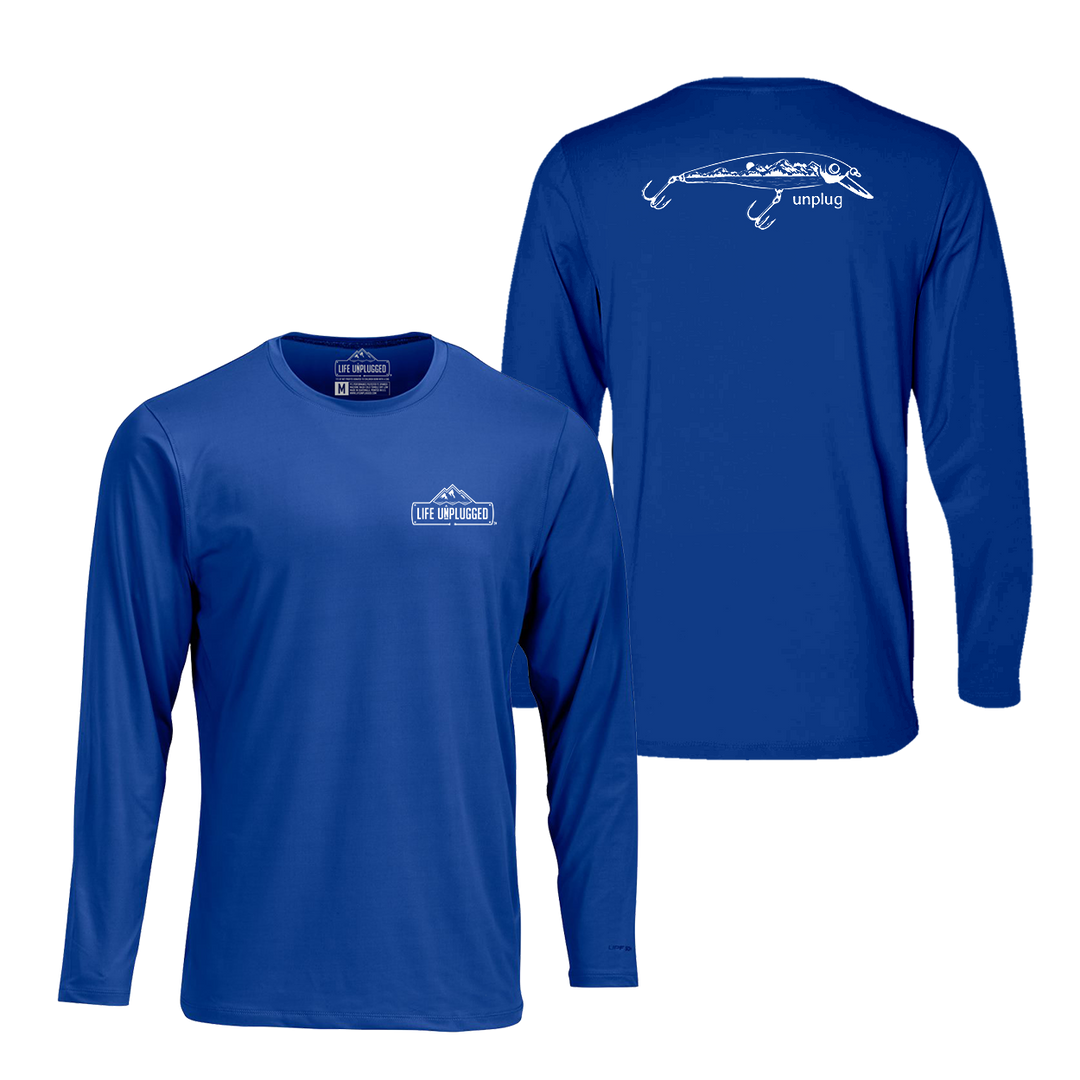 Fishing Lure Mountain Scene Performance Long Sleeve with UPF 50+