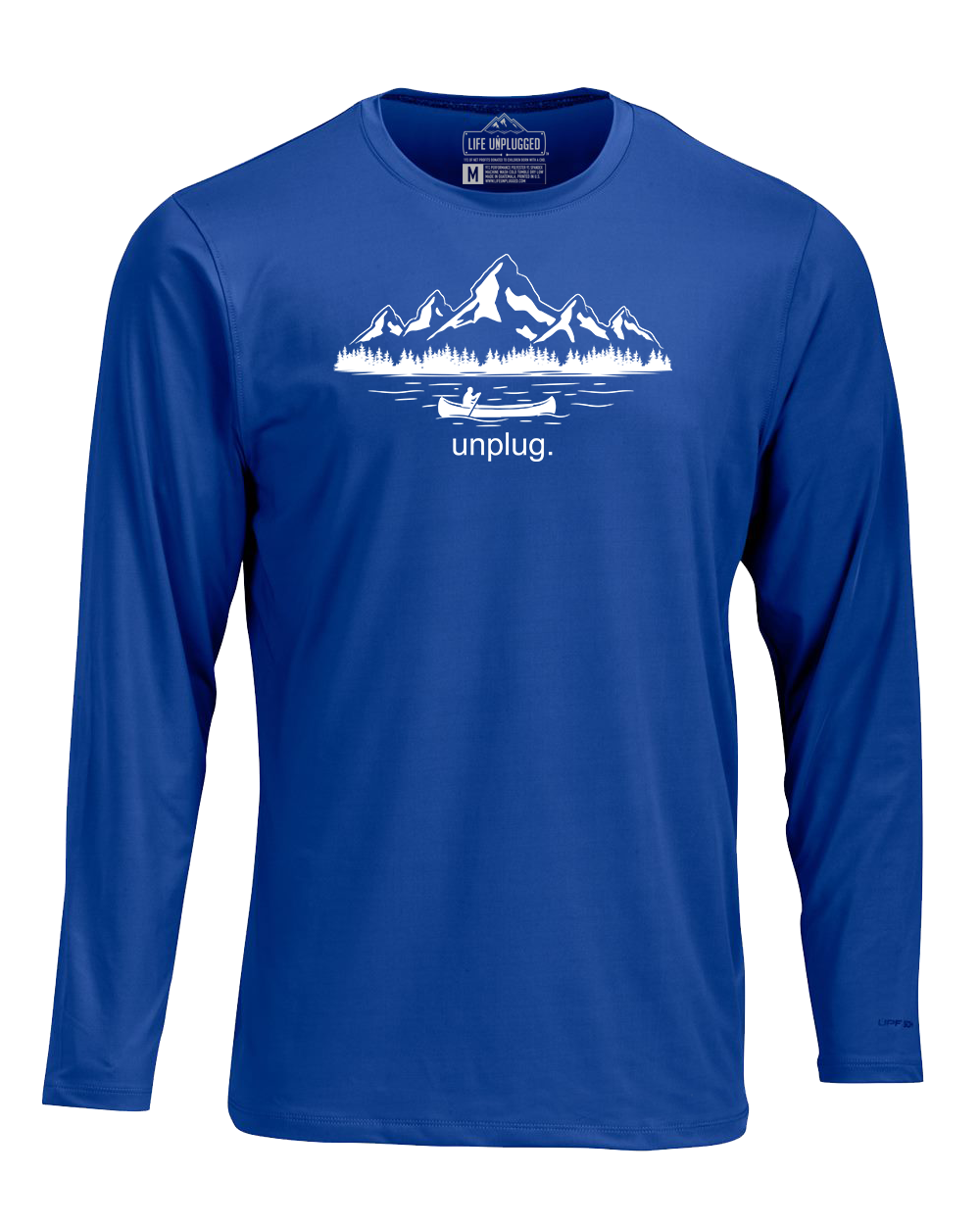CANOEING IN THE MOUNTAINS Performance Long Sleeve with UPF 50+ XL - GREAT LAKE BLUE BLOWOUT