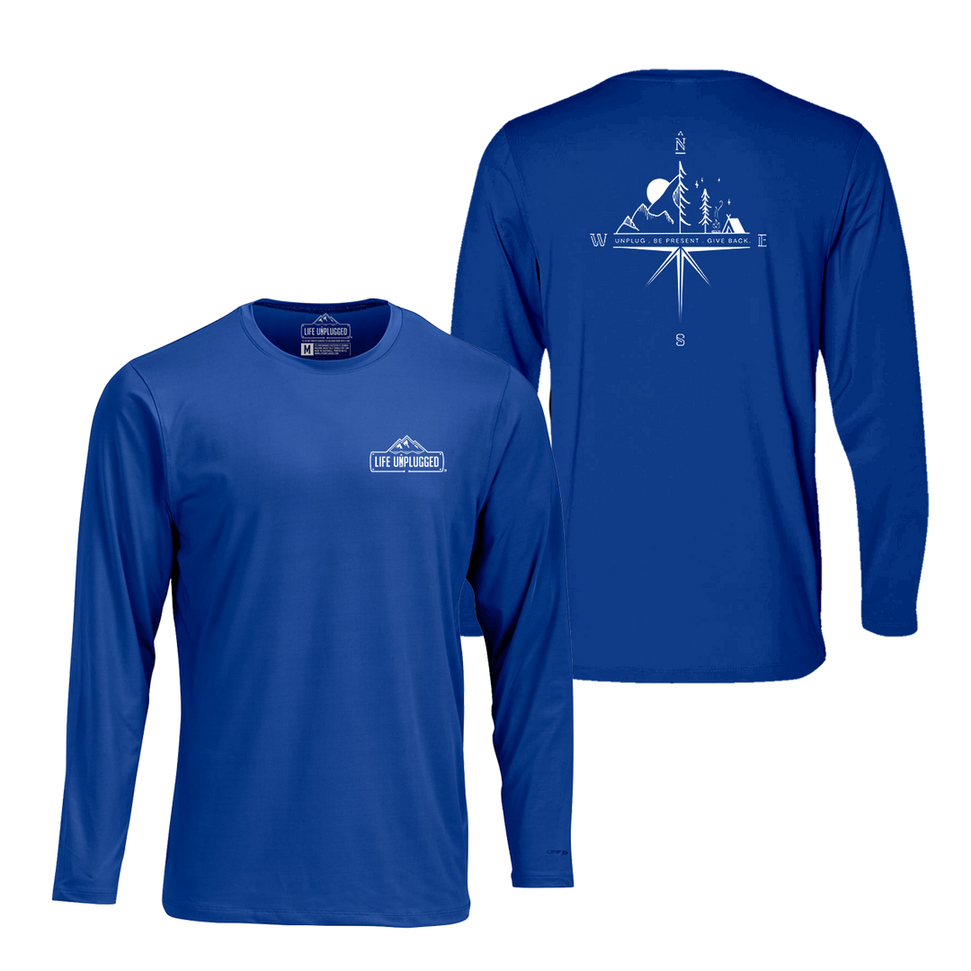 Compass Mountain Scene Performance Long Sleeve with UPF 50+