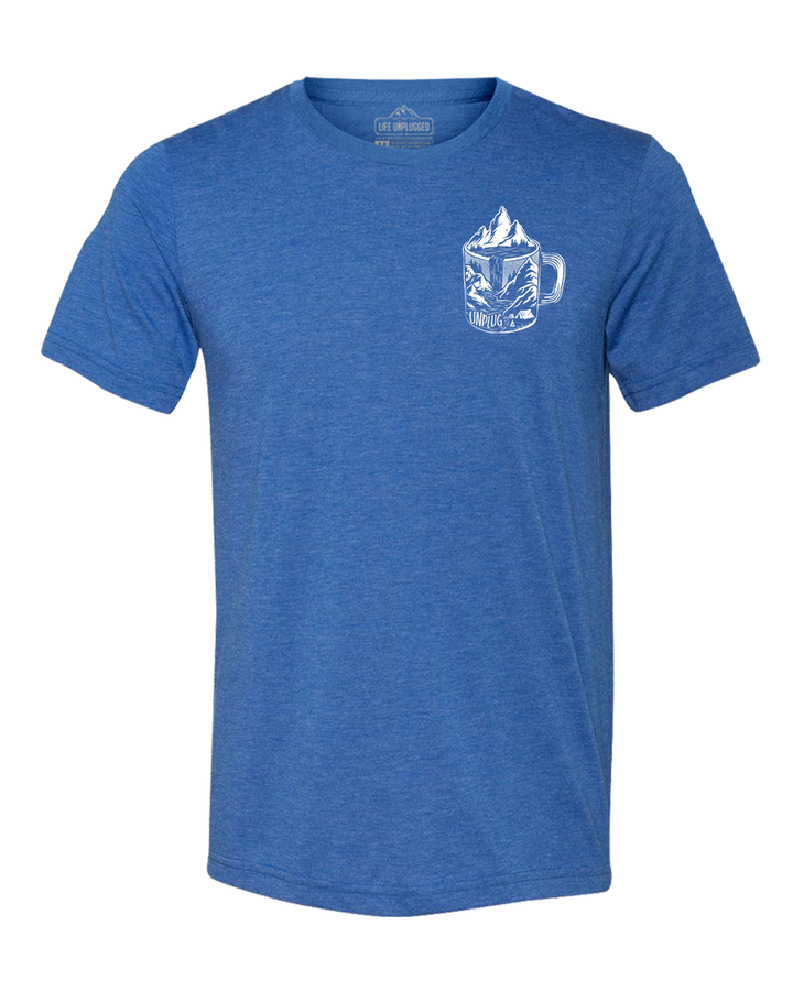 Coffee Mountain Scene Left Chest Triblend T-Shirt