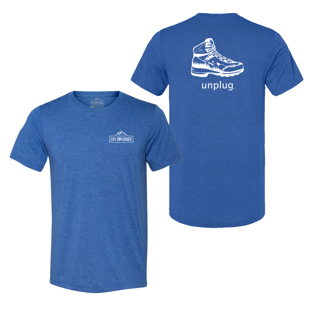 Hiking Boot Mountain Scene Triblend T-Shirt