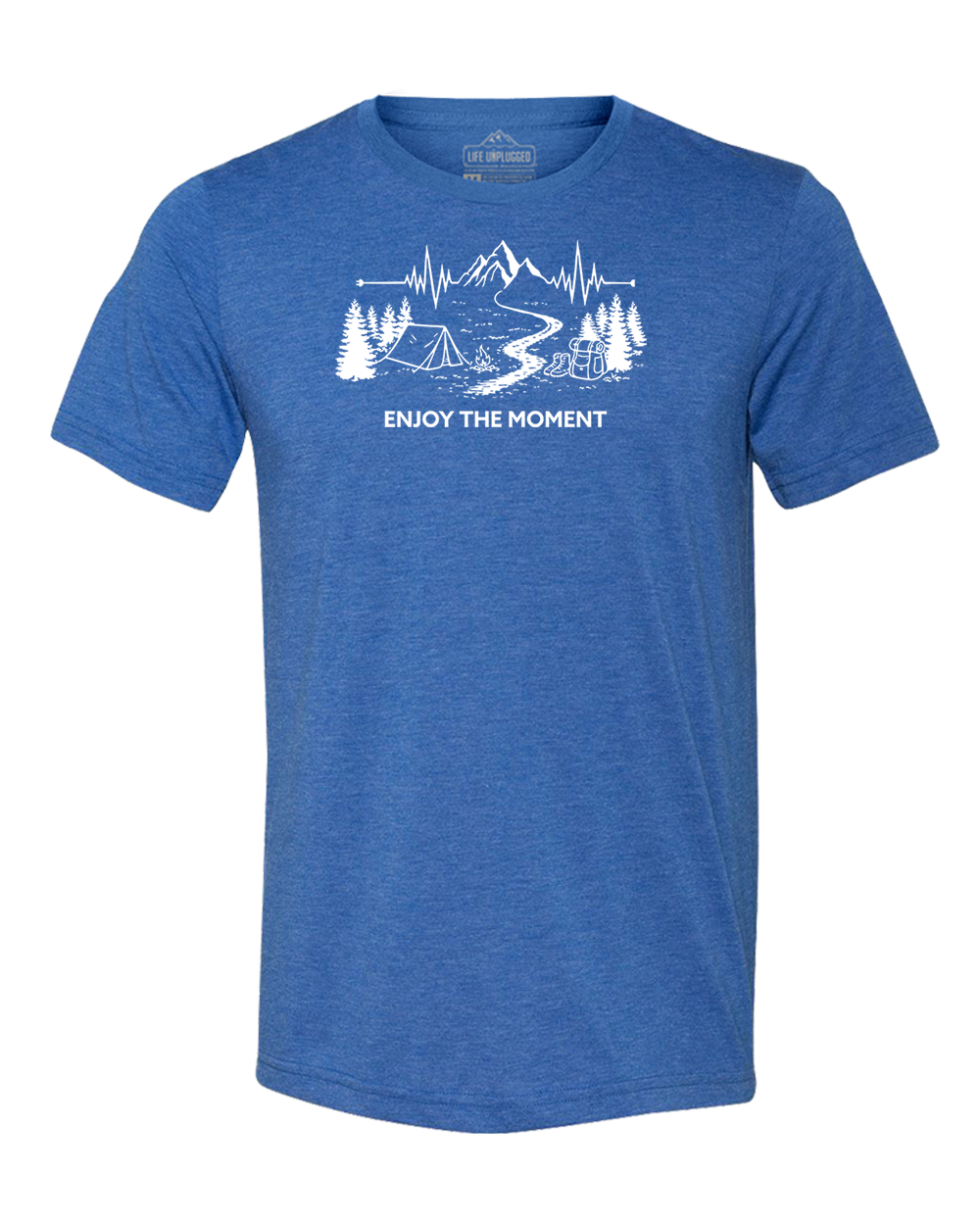 ENJOY THE MOMENT (MOUNTAIN SCENE) Triblend T-Shirt XL - GREAT LAKE BLUE BLOWOUT