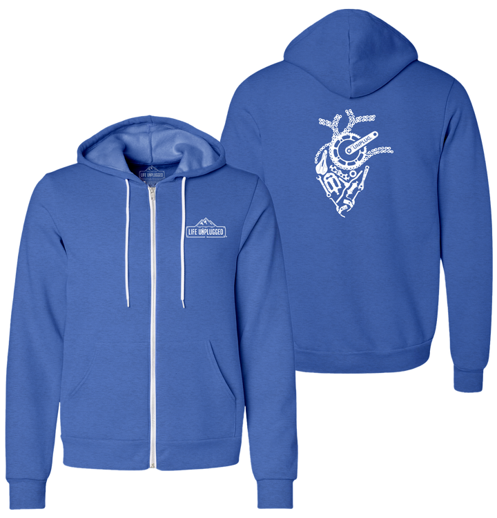 ANATOMICAL HEART (BICYCLE PARTS) Supersoft Midweight Zip Up Hoodie